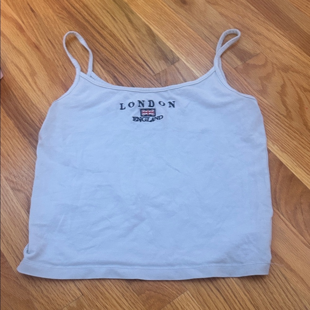 Brandy Melville White Tank Top with London Print